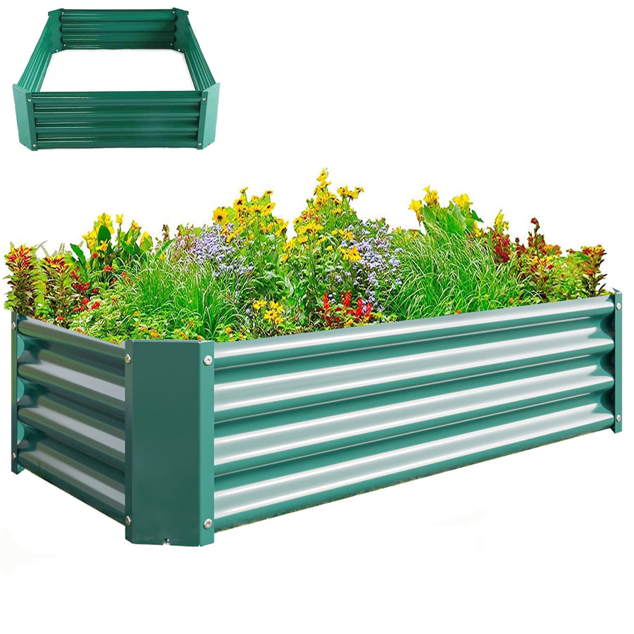 Seizeen Raised Garden Bed, 47"x24"x12" Galvanized Planter Box, Outdoor Patio Metal Raised Bed for Gardening Vegetables Flower Fruits