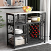 Wine Rack Table Coffee Bar, Industrial Metal Bar Cabinet with Wine Storage Rack, 4-Tier Liquor Cabinet with Glass Holder & Shelf for Bar Kitchen Dining Room, White