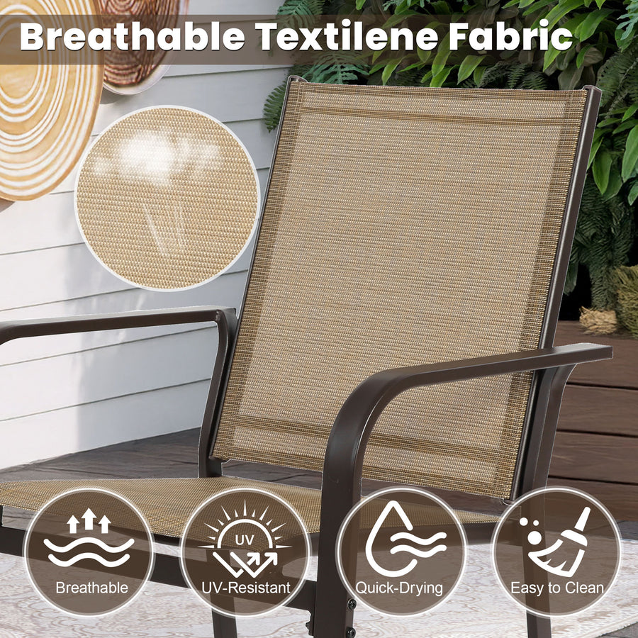 7-Piece Outdoor Dining Table Set, Patio Dining Table Set for 6, Patio Furniture Outdoor Table and Textilene Chairs, HDPE Tabletop, Reinforced Frame, Brown