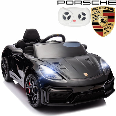 12V Electric Ride on Car, Porsche Cool Ride on Toys for Girls Boys, with Remote Control, Wide Seat, 4 Suspension for Wheels, LED Lights, MP3 Player, Christmas Birthday Gift for Kids Toddler