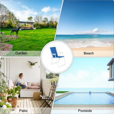 Folding Beach Chair, Heavy Duty Camp Chair for Adults Kids, Blue Lawn Chair Outdoor Portable Chair