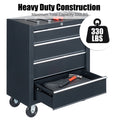 Seizeen 4-Drawer Rolling Tool Box, Garage Tool Chest Large Capacity, Lockable Tool Cart Organizer on Wheels with Sliding Drawers, Black