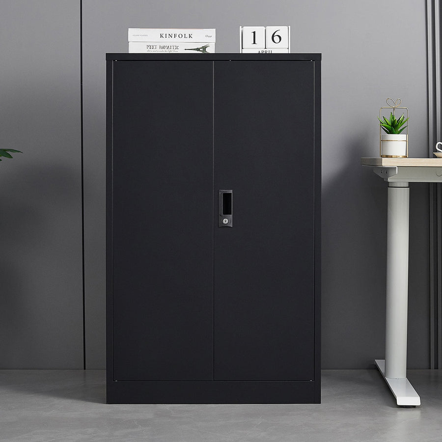 47" Metal Cabinet, Seizeen Garage Storage Cabinet with Adjustable Shelves, Pegboard and Hooks, Wall-Mountable Steel Cabinet for Workshop, Warehouse and Utility Room