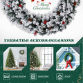 48'' Pre-Lit Artificial Christmas Wreath, Christmas Door Decorations Wreath with 150 LED Warm Lights, Garden Wreath Décor with 450 Branches, Ornament