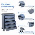 Seizeen Rolling Tool Box, 5-Drawer Tool Chest with Universal Lockable Wheels, Multifunctional Tool Cart Organizer Cabinet