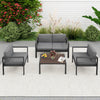 Patio Furniture Set for Outdoor, 4 Pieces Aluminum Frame Conversation Set w/Cushions, All-weather Sectional Sofa Set with Table