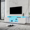 White TV Stand for 80'' TV, LED Lights TV Media Console for DVD Player, Game Room Entertainment Center with Storage, 3-Tier Design TV Cabinet