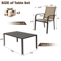 7-Piece Outdoor Dining Table Set, Patio Dining Table Set for 6, Patio Furniture Outdoor Table and Textilene Chairs, HDPE Tabletop, Reinforced Frame, Brown
