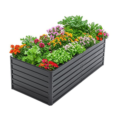 6x3x2FT Raised Garden Bed, Seizeen Thickened Galvanized Steel Planter Box, Raised Planting Box Container for Vegetables Flower Herb, Patio Yard Outdoor Corrugated Planter Bed