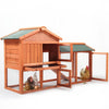 Small Chicken Coop for Outside, Seizeen 61'' Rabbit Hutch Duck House, Wooden Pet Cage with Lockable Doors Waterproof Roof Stair