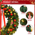 36in Pre-lit Battery Powered Christmas Wreath – Lighted Artificial Xmas Wreath with 80 Warm Lights, 270 PVC Tips & 18 DIY Ornaments for Front Door, Gate & Wall Xmas Party Decorations