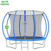 Seizeen 12FT Trampoline for Adults & Kids, Upgraded Curved Poles Trampoline W/Enclosure Net, Ladder, Thickened Spring Pad, Outdoor Round Trampolines with 4 Steel Supports for 6-8 Kids, Max 570LBS