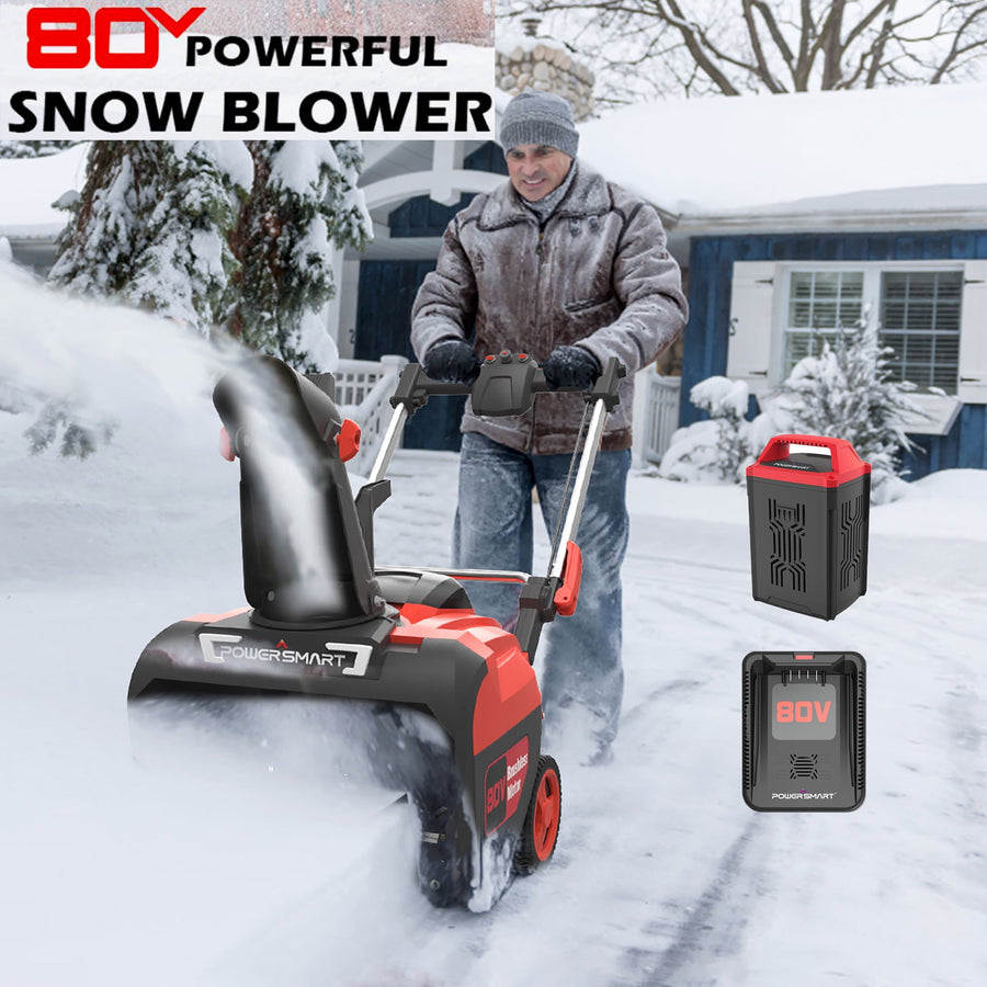 Seizeen Snow Blower Battery Powered 21-Inch, 80V 6.0Ah Electric Snow Thrower Foldable, LED Lights, 180o Adjustable Chute