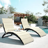 All-Weather Sun Lounger Chair 2 Set, Outdoor Chaise Lounge Chairs Foldable with Cushion & Pillow suitable for Pool Beach Deck Porch Backyard, Beige