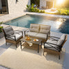 Upgrade Patio Furniture Set, Seizeen Rattan Outdoor Conversation Bistro Set Cushioned, Garden Porch Deck Table & Chairs Set, Rattan Wicker Patio Set, Gray 4 PCS