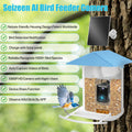 AI Bird Feeder for Outside, Seizeen Solar Bird Feeder with Ultra-wide Camera, 5200mAh Battery, 11000+Bird Recognition, Voice Dialogue, 1080P HP Video, Ideal Birthday Christmas Gift for Man Father