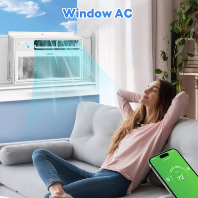 12000BTU Air Conditioner for 550 sq.ft 35per Energy-Saving, Smart Inverter Window AC Multifunctional Dry Fan ECO Mode, 15-CEER Energy Efficiency Rating