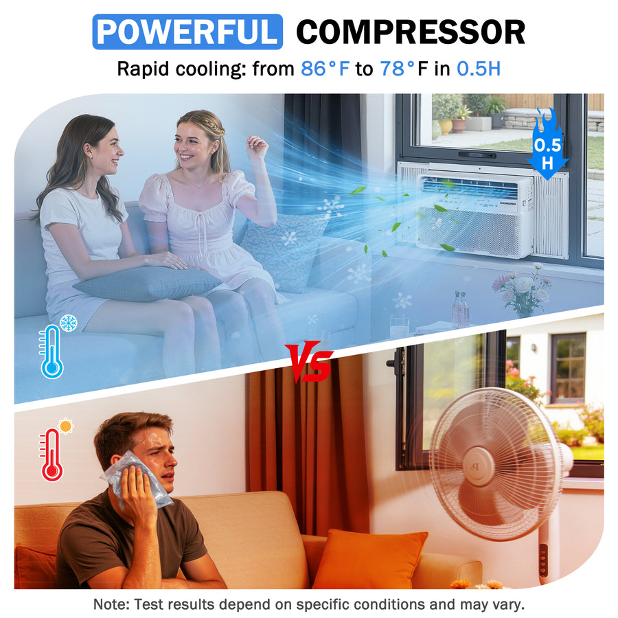 Window Air Conditioner, 10000BTU Fast Cooling Window AC Unit with Energy Saver, Sleep Mode, 4-Way Airflow, 24H Timer, for Bedroom Apartment up to 450 Sq.Ft