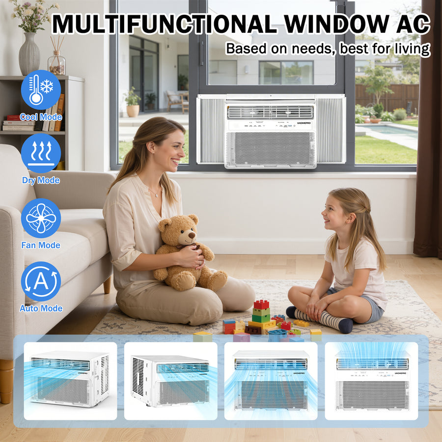 10000 BTU Smart Inverter Window Air Conditioner with WiFi App Control, 15 CEER High Efficiency AC Unit, Fast Cooling, Energy Saver, 4-Way Airflow, Sleep Mode, 24H Timer for Bedroom Apartment up to 45