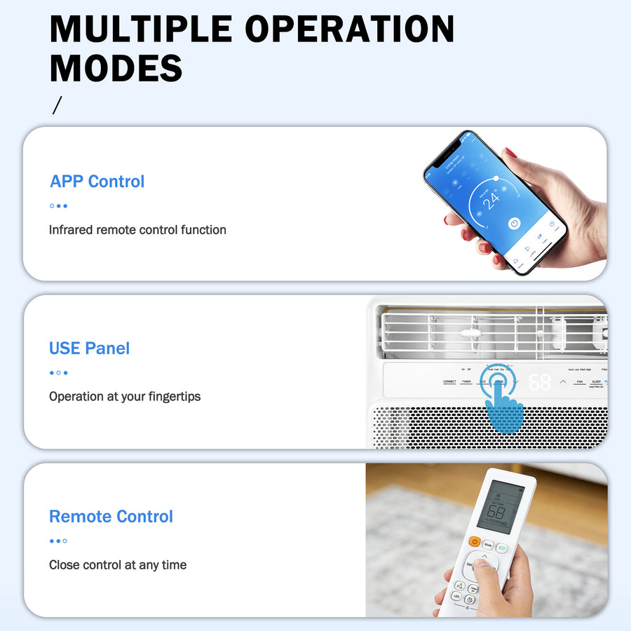 10000 BTU Smart Inverter Window Air Conditioner with WiFi App Control, 15 CEER High Efficiency AC Unit, Fast Cooling, Energy Saver, 4-Way Airflow, Sleep Mode, 24H Timer for Bedroom Apartment up to 45