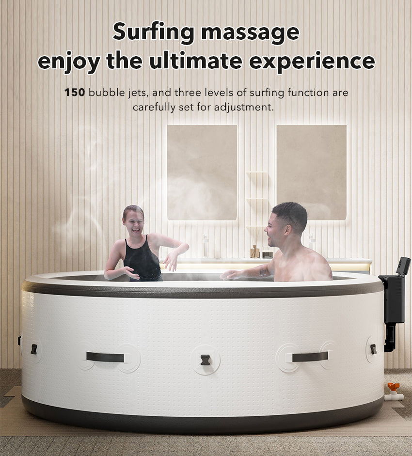 Seizeen Inflatable Hot Tub for 4-6 People, Portable Hot Tub with Colorful Light, Luxurious Home SPA with 150pcs AirJet, 69''Dia, Max 104℉