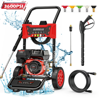 Seizeen Pressure Washer Gas Powered, 3600 PSI Power Washer w/Buil-in Soap Tank, Portable Water Washer w/5 Quick Nozzles, 25FT Hose, 210CC OHV Engine, 2.6 GPM Powerful Pump