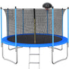 10FT Trampoline for Kids - Outdoor Trampoline with Enclosure Net, All-Weather Round Trampoline with Basketball Hoop