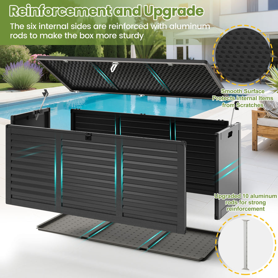 Outdoor Storage Box, 130GAL Waterproof Deck Box, Lockable Pool Patio Storage Indoor Toy Box, Outdoor Storage Bench for Porch, Max Load Weight 600LBS