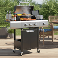 Seizeen 40,500 BTU Propane Gas Grill with Side Burner, Stainless Steel 3 Burner Barbecue Grill Portable on Wheels, with Bottle Opener, for Camping Patio Outdoor Cooking