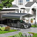 13x20ft Carport Galvanized Steel, Heavy Duty Carport Shelter with Reinforced Frame&4 Poles for Outdoor, Weatherproof Roof, Car Boat Tractor ATV RV Shelter, 44MPH Near Gale Level