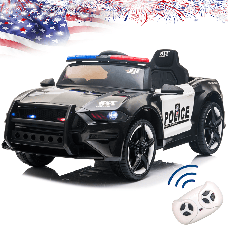 12V Kids Ride On Toy - Electric Ride On Police Car for Girls & Boys, Battery Powered Ride On Truck for Age 3-7 Kids Cool Gift, Remote Control, 3 Speeds, MP3 Player, LED Lights, Siren&Microphone