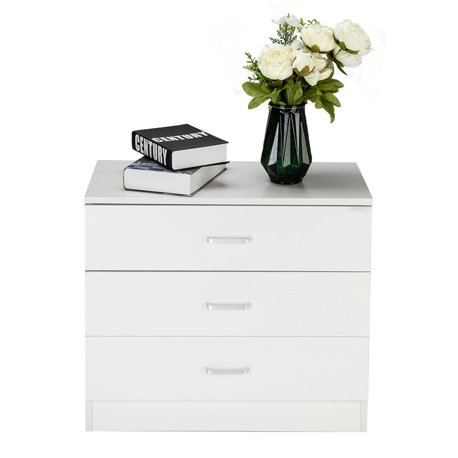 White Dressers for Bedroom, Wooden 3 Sliding Drawer Chest, Office Under Desk File Storage Cabinet, Bedside Nightstand Indoor Bedroom Furniture