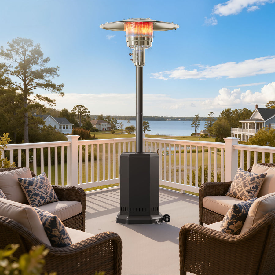 Seizeen Patio Heater for Outdoor Use, 50000BTU Outdoor Propane Umbrella Heater with Automatic Shutdown Protection, Portable Design on Wheels for Porch