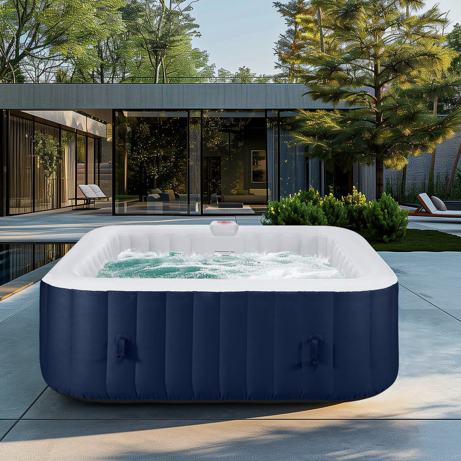 Hot Tub for 4-6 Person, Seizeen Outdoor Patio Large Inflatable Hot Tub Home SPA, with 130pcs Massage Jets, 910L, 2 Filters, Lockable Cover, Storage Bag, Max 104¨H, 73in, Navy