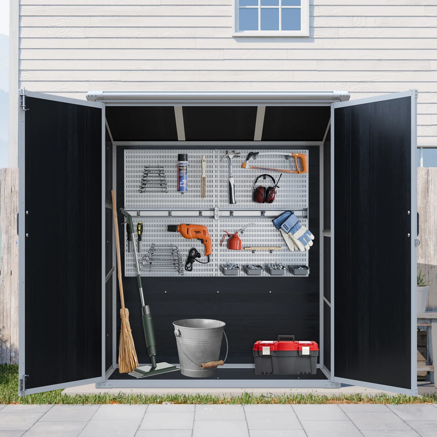 Outdoor Storage Sheds, 5x3FT Resin Shed with Floor Window, Plastic Bike Tool Shed Quick Assembly, All-weather Sloped Top, UV Resistant & Waterproof Design
