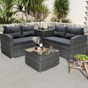 Seizeen Outdoor Patio Furniture Sets 4 Pieces, All-Weather PE Rattan Sectional Conversation Sofa Set, Wicker Cushioned Sofa with Table & Storage Box, Waterproof Cover, Gray