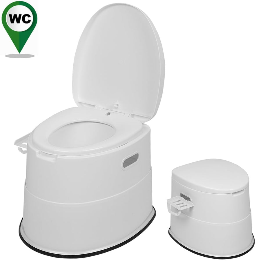 15'' Portable Toilet for Camping, Seizeen Outdoor Portable Potty for Camping Fishing Hiking, White Lightweight Plastic Toilet with Paper Holder, Max Hold Up to 320LBS