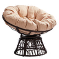 Seizeen Papasan Chair, Rattan Reading Chair for Outdoor Indoor, 360° Swivel Circle Chair with Cushion and Frame, Paito Porch Pool Furniture Chair for Garden Deck