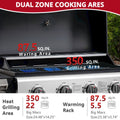4-Burner Propane Gas Grill with Brush, Seizeen 40,000BTU Outdoor BBQ Grill, Stainless Steel Camping Stove with Foldable table, Hanging Basket, Support Legs