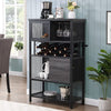 Wine Bar Cabinet for Liquor, Industrial Wine Rack with Storage Shelves, Bar Buffet Kitchen Storage Cabinet 5-Tier, 6 Glass Holder 11 Bottle Racks, Sliding Door Mesh Shelf, Sliding Door Mesh Shelf