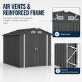 Seizeen 10x8 FT Metal Storage Shed, All-Weather Outdoor Utility Shed with Air Vent, Lockable Hinged Doors, Sloped Roof, Galvanized Steel Walk-in Garden Tool Shed for Bike, Lawn Mower, Patio Backyard Storage