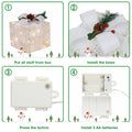 Set of 3 Christmas Lighted Gift Boxes Decorations, Seizeen Indoor Outdoor Xmas Decor with 60 Warm LED Lights, Home Room Garden Christmas Tree Decoration