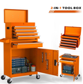 Tool Chest, 5-Drawer Rolling Tool Storage Cabinet with Detachable Top Tool Box, Liner, Universal Lockable Wheels, Adjustable Shelf, Locking Mechanism, Metal Tool Cart Multipurpose for Studio