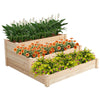 Outdoor Raised Garden Bed, 4FT x 4FT Wooden Raised Bed for Gardening, 3-Tier Modular Planter Box for Outdoor Patio Vegetables Flower Fruits, Brown