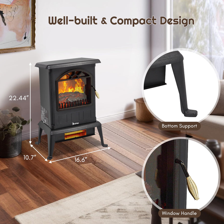 1500W Electric Heaters for Home, Seizeen 22"H Compact Electric Fireplace Space Heater, 19-Level Temperature Control System, ETL Certified, Overheating Safety Protection, Virtual Flame