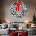 48'' Pre-Lit Artificial Christmas Wreath, Christmas Door Decorations Wreath with 150 LED Warm Lights, Garden Wreath Décor with 450 Branches, Ornament