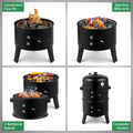 Seizeen 16" Smoker Outdoor 3-in-1 Charcoal Grill, Portable BBQ Grill Fire Pit Combo Double-layer Design
