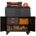 34.3" Rolling Metal Tool Cabinet - Heavy Duty Garage Storage with Lockable Doors & 3 Drawers, Mobile Workbench Organizer for Garage, Workshop, Home