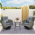3-Piece Outdoor Swivel Rocking Chairs Set, Weather-Resistant Patio Furniture for Porch Backyard Poolside, with Coffee Table & Thick Cushions, Easy Assembly, Wicker 360° Swivel Rocker Bistro Set