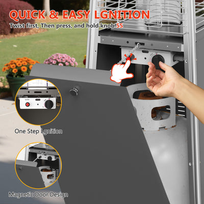 Patio Heater for Outdoor Use, 48,000BTU Powerful Pyramid Heater with Stable Base, Outdoor Porch Yard Propane Heater with Quartz Glass Tube for Fire, Dia 10FT Heating